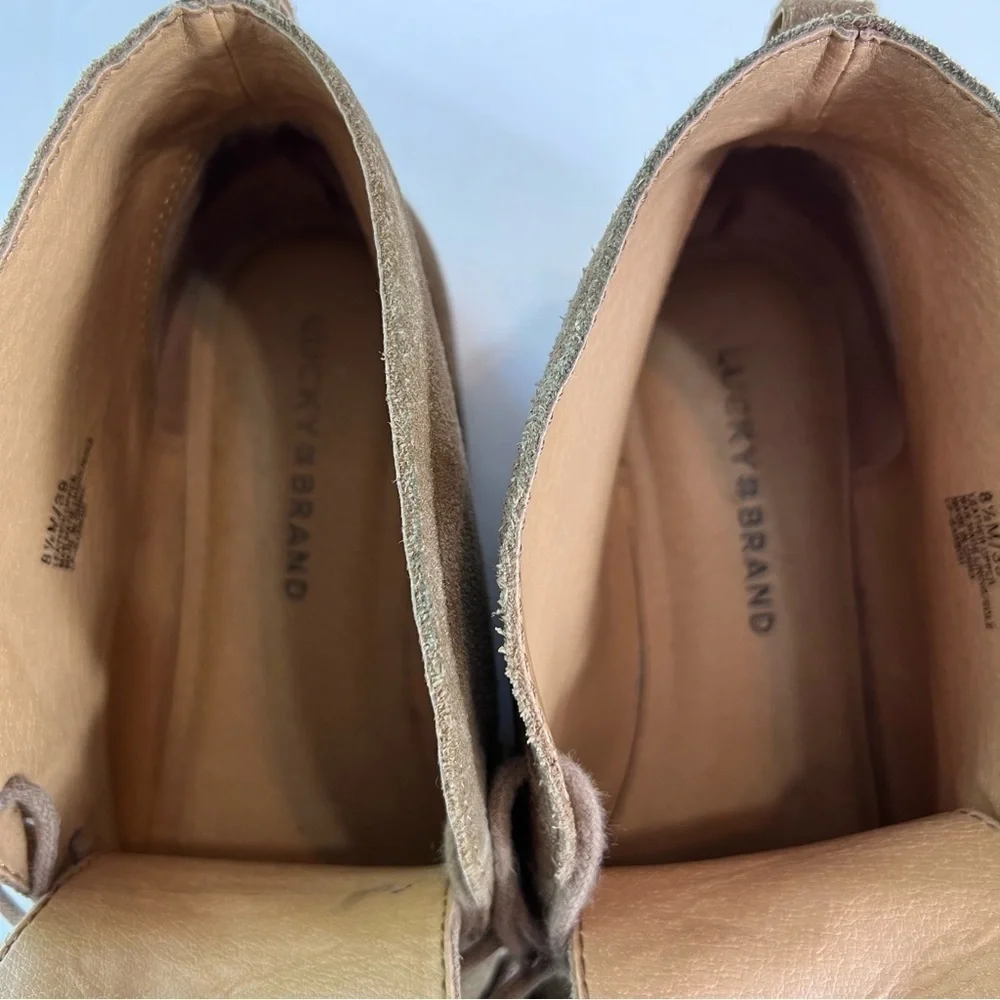 LUCKY Brand Garboh Tan Fall Desert Suede Leather Lace Up Chukka Ankle Bootie 8.5